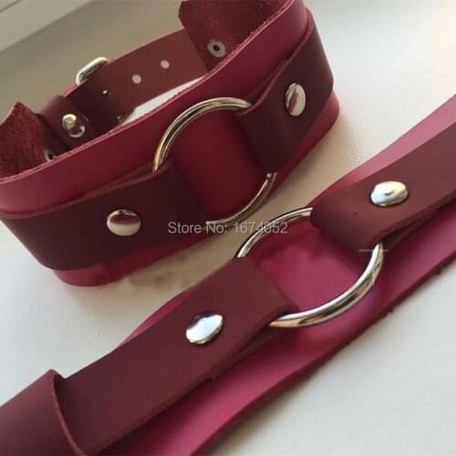 Top Fashion 100% Handmade Layer Leather Caged Frame O-Round Leather Choker Punk BDSM Collar Necklace