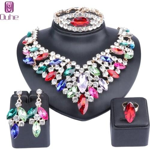 Gorgeous Crystal Bridal Jewelry Sets Wedding Necklace Earring For Brides Party Accessories Rhinestones Decoration Gift Women Set
