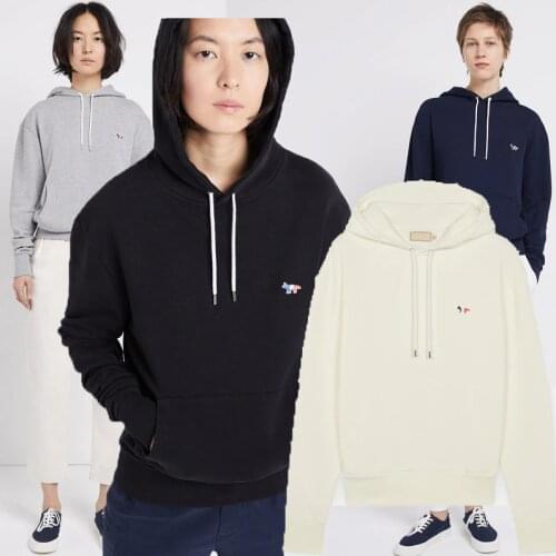 Women Hoodie Early Autumn New Three-color Small Fox Embroidered Embroidered Jumper Men and Women with A Matching Cotton Hooded