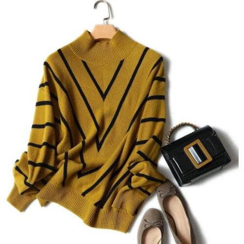 Shuchan Woman Knitted Sweater 100% Woman Knitted Sweater Pullovers Geometric 2018 New Womens Sweaters Red White Yellow 18164