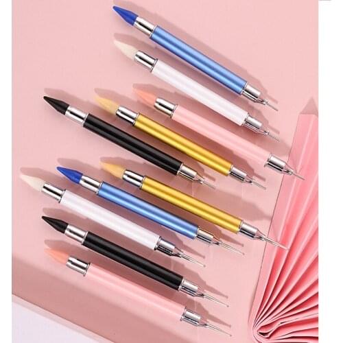1Pc Dual Head Acrylic Metal Diamond Picker Pen High Quality Colorful Pen Picking Up Rhinestones Gems Sticky Wax Pencil Nail Tool