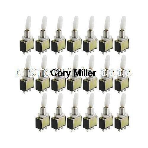 20 Pcs AC 250V 2A Amps White Handle 3 Pins ON/ON 2 Position SPDT Toggle Switch