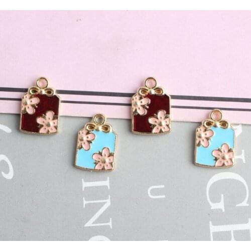 20pcs/Lot Enamel Blessing Sachet Shape KC Gold Color Charms Fashion Earring Bracelet Hair Accessories DIY Jewelry Handmade