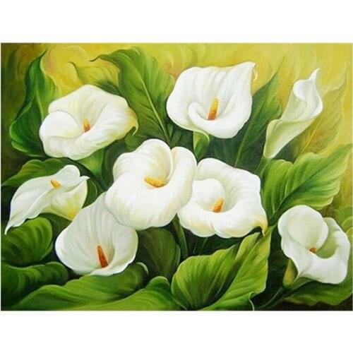 2021 Diamond Embroidery Canvas Diy 5d Diamond Painting Flowers White Calla Lily Cross Stitch Painting Diamond Mosaic Rhinestones