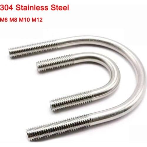 304 A2 Stainless Steel Metric Exhaust Clamps U-shaped Pipe Clamp U Style Screws U Bolts M6 M8 M10 M12
