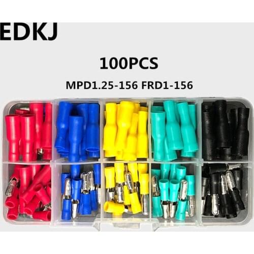 5-color cold-press terminal bullet pre-insulated male and female fast terminal MPD1.25-156 FRD1-156 boxed 100pcs