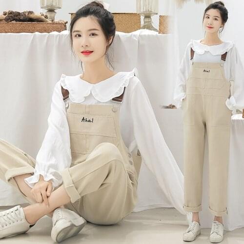 868# Maternity Clothes Spring Autumn Cotton Suspender Pants Set for Pregnant Women 2 Pcs Clothing