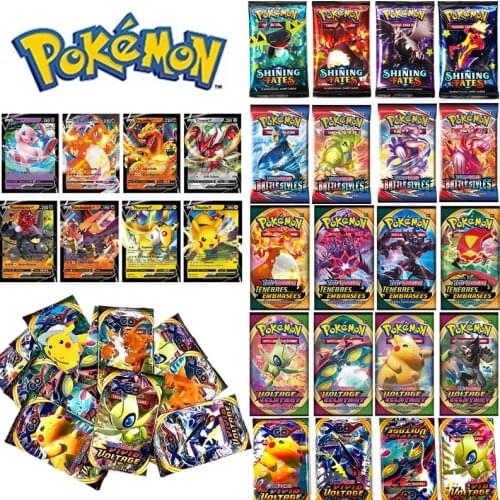 9 Pcs Pokemon No Repeat MEGA Shining Cards Game Collection Battle Carte Trading Cards French Version V MAX TRAINER Kids Toy