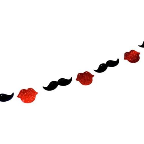 Valentines Day Banner Glitter Lips Mustache garlands Wedding bridal shower Party Birthday engagement party Decor