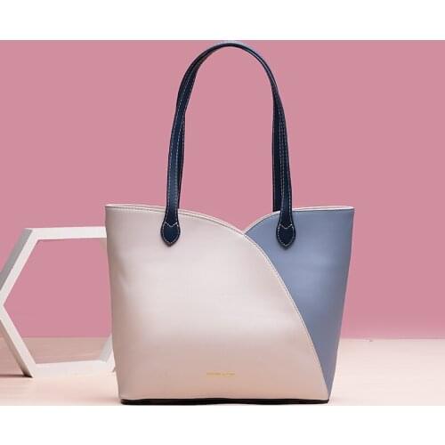 Big Casual Leather Tote Bags for Women Patchwork Shoulder Bag Contrast Color Female Hobo Bag Large Capacity Lady Shopper Handbag