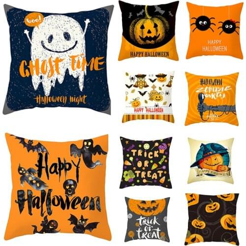 Trick or Treat Demon Halloween Sofa Cushion Cover Pumpkin Print Pillowcase Living Room Car Home Party Decor Cushion Covers