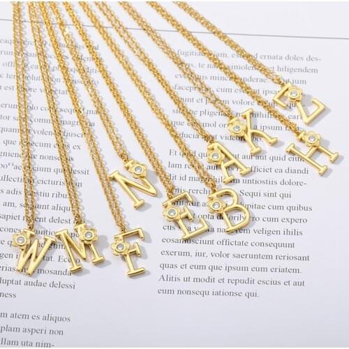 Zircon Crystal Flower Initial Letter Necklaces For Women Alphabet Choker Necklace Collares Gold Chain Christmas Jewelry Gift