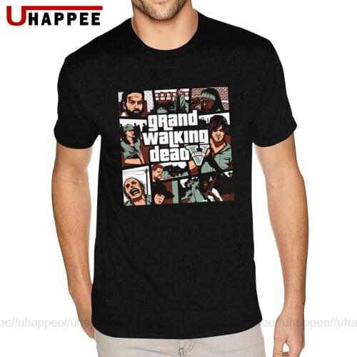 Cheap Custom Grand Walking Dead T-Shirts Mens Graphic Custom Short Sleeves Heavy Cotton Crew T Shirt