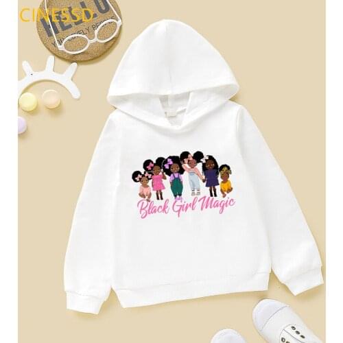 Little Melanin Bunch Print Black Girl Magic Hoodie Kids Hooded Sweatshirt Children Cute Graphic Hoody Teen Dance Princess Fleece