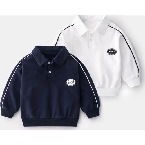 Children Spring Autumn Clothing Boys Letter Streetwear Cotton long sleeve lapel T-shirt Kids Fashion Jacket Sweatshirt FOR 2-7Y