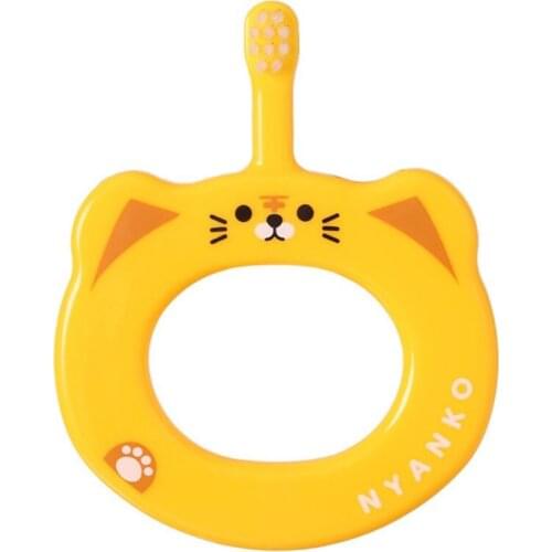 W3JF Cartoon Children Dual-use Toothbrush Kids Baby Milk Tooth Training Cleaning Soft Hair Toothbrushes Anti-out Teether