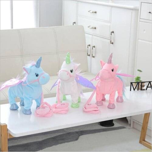 35cm Electric Walking Unicorn Plush Toy Stuffed Animal Toy Electronic Music Unicorn Toy for Children Christmas Gifts