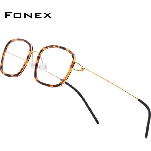 FONEX Titanium Alloy Optical Glasses Men Myopia Denmark Ultralight Prescription Eyeglasses Frame Women Screwless Eyewear 98617