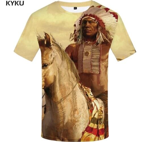 KYKU Horse T-shirt Men White Indians Tshirt 3d Animal Printed Tshirt Hip Hop Tee Funny Summer Anime Mens Clothing Streetwear Top
