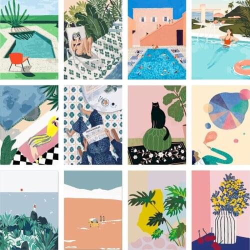 Gatyztory 60x75cm Frame Summer Time Paint By Numbers For Adults Kids Landscape HandPainted Oil Painting DIY Gift Home Decor