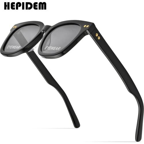 HEPIDEM Acetate Sunglasses Women 2021 New Oversize Korea Brand Deisgn Square Sun Glasses for Men Mirrored Nylon Lens GM 9166