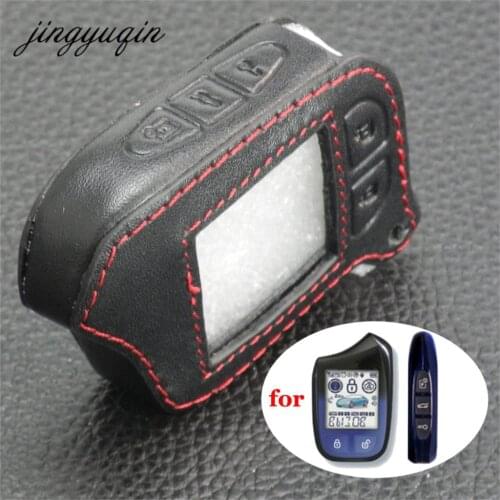 Jingyuqin 10pcs/lot Leather Case For Scher-Khan Magicar 13 14 m110as AUTO-SIGNALS Car Alarm Remote Controller LCD Keychain Cover