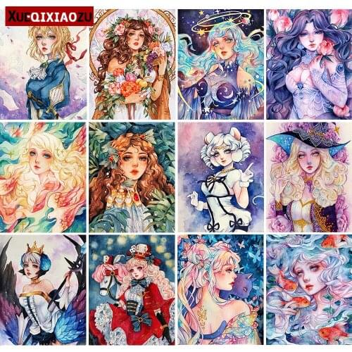 5D Diy Diamond Embroidery Paintings Cartoon Girl Portrait Full Square/Round Mosaic Home Decoration Wall Collage Kit New Arrivals