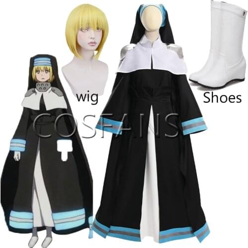 Anime Fire Force Enen no Shouboutai Cosplay Costume Iris Full Set Dress Headgear Halloween Christmas Party Suit Wigs and shoes