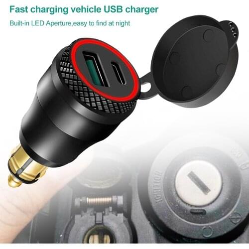 Red LED USB & Type C Charger Motorcycle Power Outlet Adapter For BMW DIN Socket