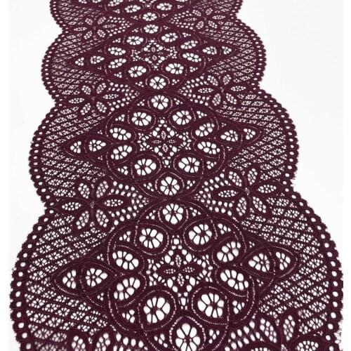3/lot Width 9 inch 23cm Burgundy Thick Stretch Lace Trims For Clothing Accessory Dress Sewing Applique Costume Lace Lingerie