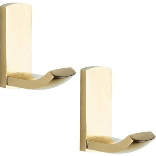 Brass Square 2 Towel Hook Set Luxurious Solid, Gold Robe Hanger Hanger Wall Suitable for Bathroom and Kitchen Doors