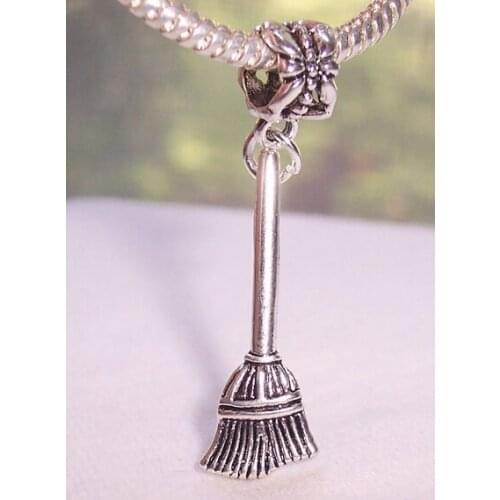 Hot Wholesale Fashion Jewelry 100Pcs Broom Halloween Witch Charm Pendant Bracelets & Necklaces Jewelry Fitting
