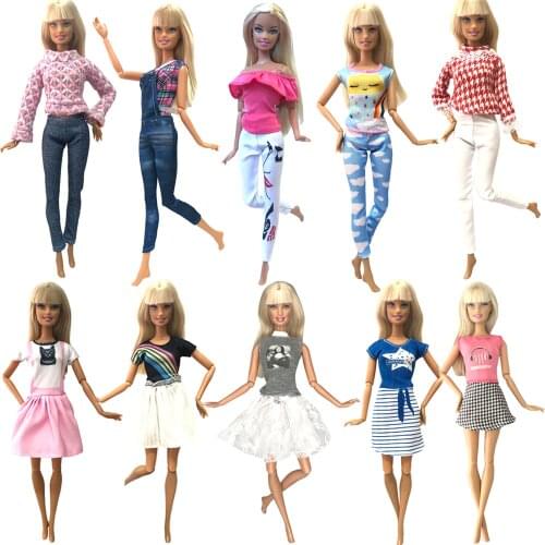 NK 10 Pcs/Set Doll Casual Handmade Clothing Fashion Suit Short Skirt Daily Dress For Barbie Accessories Doll Best Girl Toy 26A3X