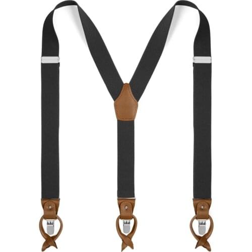 Mans Dual Clips Braces Suspenders Genuine Leather Suspenders Suspensorio Father/Husbands Gift 3.5*120cm