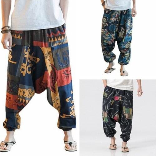 Mens Harem Leisure Linen Cotton Street Style Dance Korean Pants Skinny Trousers Mixed Colors Hip Hop Punk Plus Size S-5XL