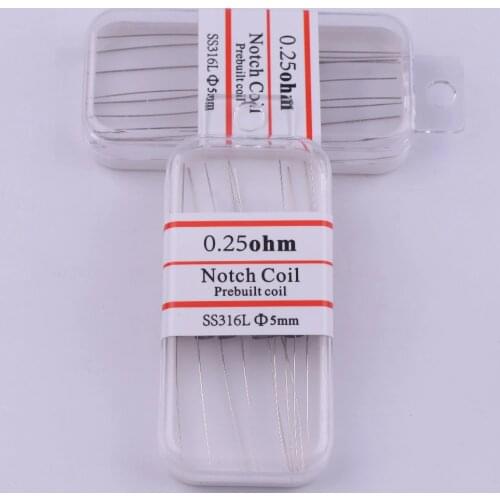 XFKM Notch coil 10Pcs/lot SS316L heating wire 0.25ohm premade Prebuilt coils for RDA RBA RTA Atomizers