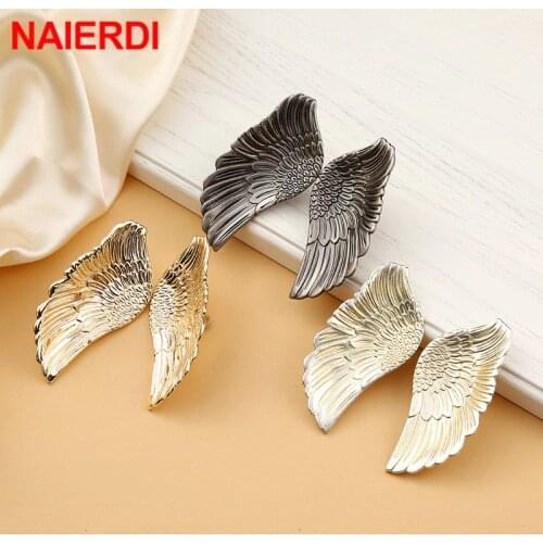 NAIERDI Solid Zinc Alloy Kitchen Cabinet Handles Wing Single Hole Cupboard Pulls Drawer Knobs Chinese Vintage Furniture Handle