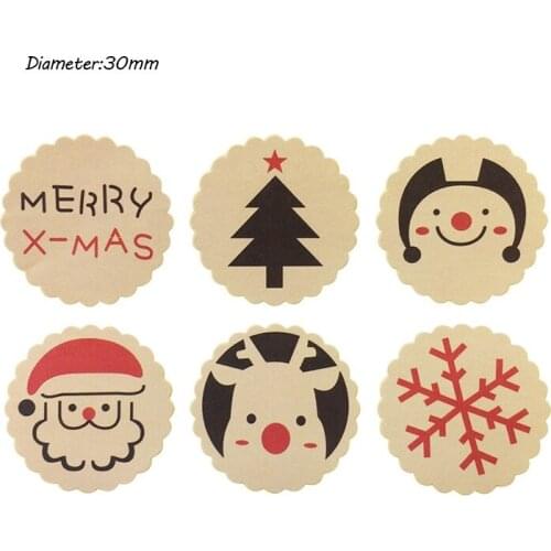 120PCS Merry Christmas Baking sealing sticker Round package label DIY Multifunction 30MM