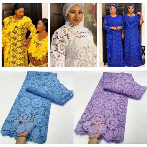 Sky Blue Guipure Cord Lace High Quality African Cord Lace Fabric French Nigeria Milk Silk Water Soluble Lace For Dress Material