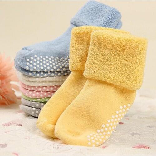 6PCS/lot Unisex Newborn Baby Socks Anti Slip Rubber Sole Socks For Girls Boys Cotton Toddler Boat Winter Full Socks 0-1Y