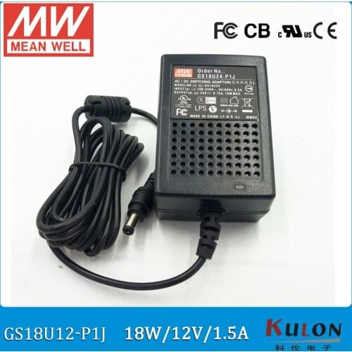 Original MEAN WELL GS18U12-P1J 18W 1.5A 12V meanwell industrial wall-mounted adaptor level V 2 pole USA plug