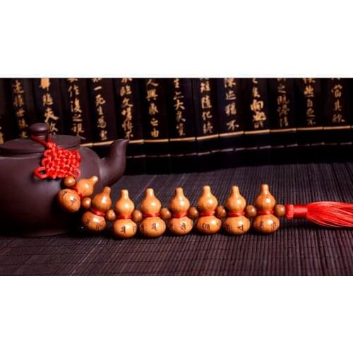 Peach wood carving gourd Lucky Seven Star array truck pendant carving carved ornaments and beams home accessories Wholesale