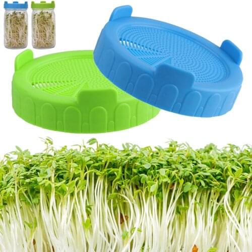 Food Grade Plastic Mesh Sprouting Lid Vegetable Seed Growing Germination Cover Vegetable Silicone Sealing Ring Lid For Mason Jar
