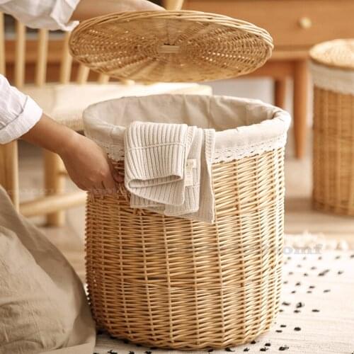 Wicker Laundry Basket Dirty Clothes Storage Basket Storage Box Weaving Clothes Laundry Organizer Laundry Basket Large