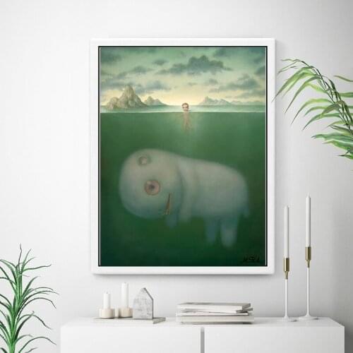 A Person And Monster On the water by Marion Peck Posters and Prints Decorative Wall Art Pictures for Living Room Home Decoration