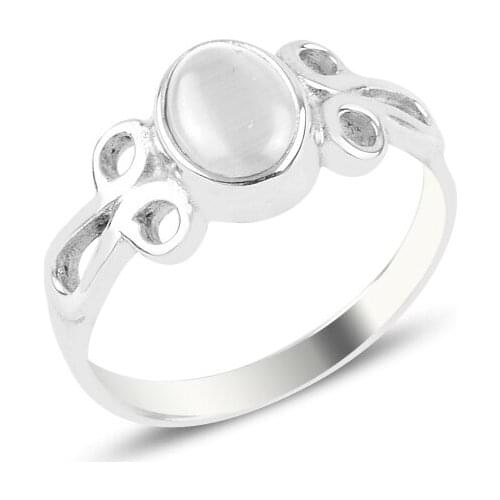 Silverlina Silver White Cat 'S Eye Engagement Ring