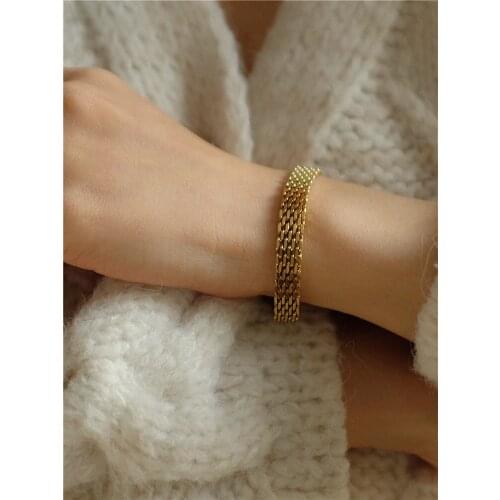 Chic Chained Band Bracelet Women Jewelry Titanium With 18K Gown Party T Show Sweet Boho Trendy OL Simply INS Japan Korean