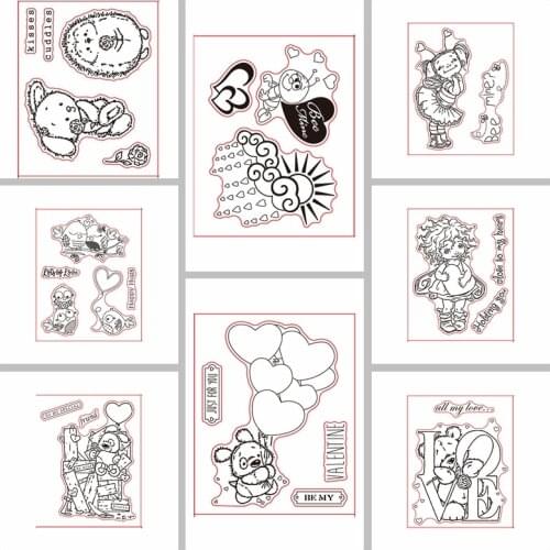 Lovely Designs Pattern Silicone Stamp Rubber Seal Transparent Clear For Scrapbook Album Embossing Decor DIY Crafts 3x4in