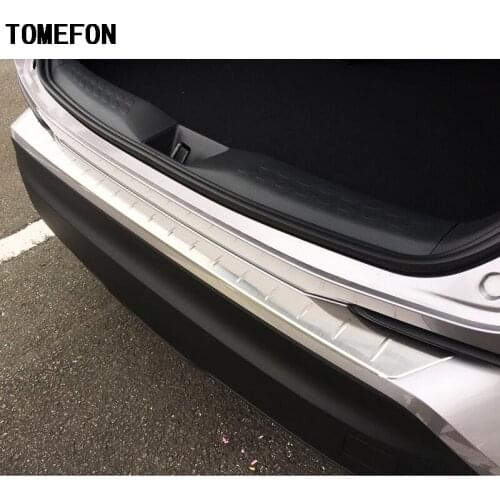 TOMEFON Fit For Toyota C-HR CHR 2017 Rear Bumper Inner And Outter Protector Step Panel Boot Cover Sill Plate Trunk Trim Styling