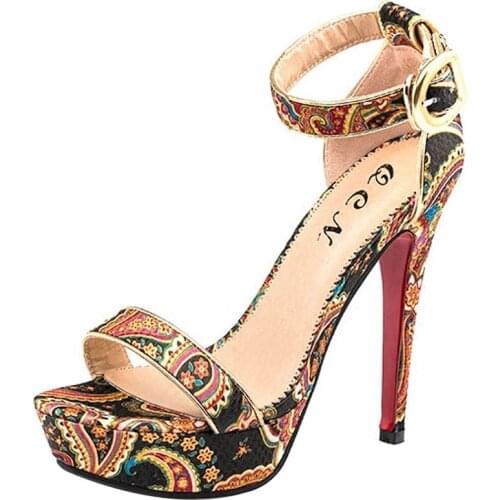 Women Pumps Stiletto Sandals Female 2020 Summer New Waterproof Platform Retro Shoes Ladies Buckle Sweet Style High Heels Shoes